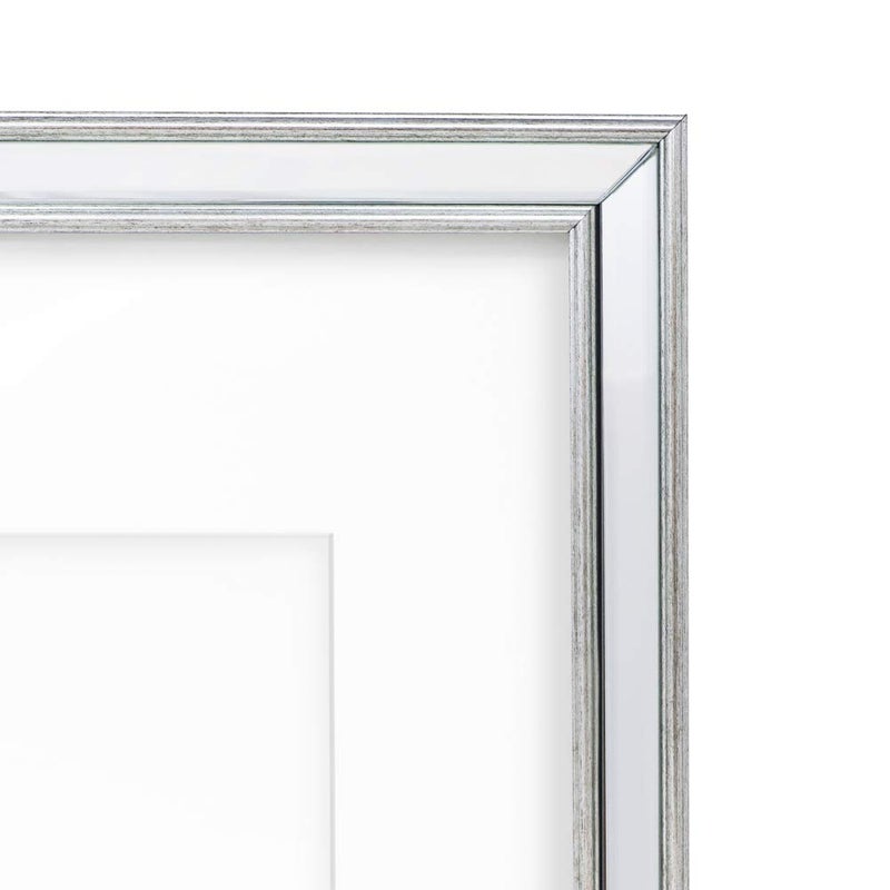 Isaac Jacobs 11x14 Silver Beveled Mirror Picture Frame w/Mat for 8x10- Classic Mirrored Frame w/Slight Slanted Angle for Wall DÃ©cor Display, Photo Gallery & Wall Art (11x14 (Matted 8x10), Silver) - Image 2